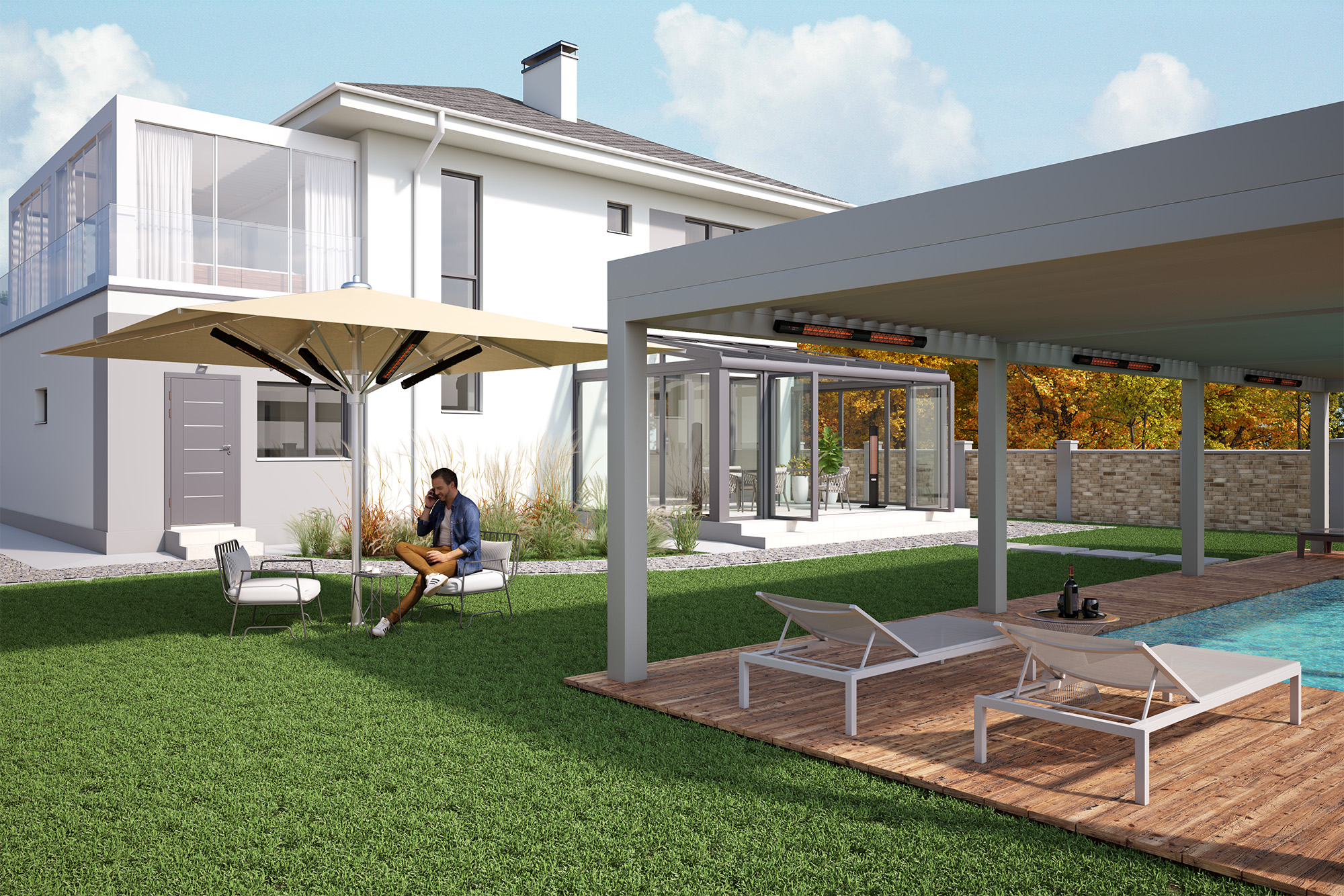 infrazářič Extreme line - heatflare -karbonový designový infra zářič