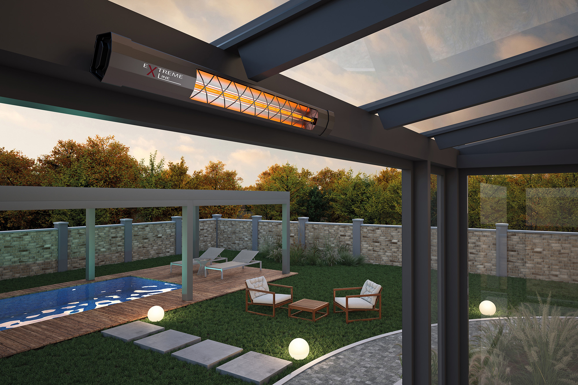 infrazářič Extreme line - heatflare -karbonový designový infra zářič