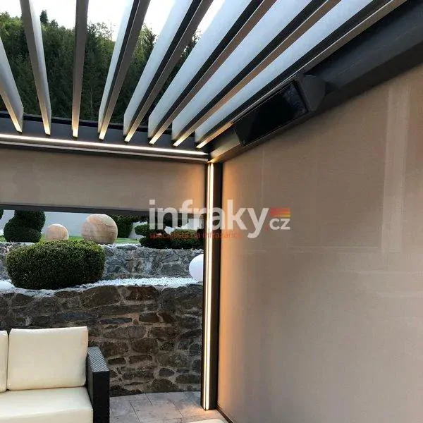 Infrazářič BURDA Relax Glass 2200 W stříbrný kryt, černé sklo SOMFY