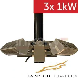 Infrazářič TANSUN Parasolring P3 3x1000W – Unikátní Low Glare parasolový systém s 360° ohřevem IP55