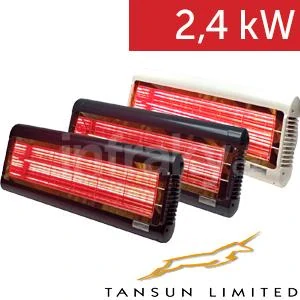  Infrazářič TANSUN Monaco XL Single 2,4 kW – Prodloužený ultra Low Glare quartzový infrazářič se zlatým reflektorem