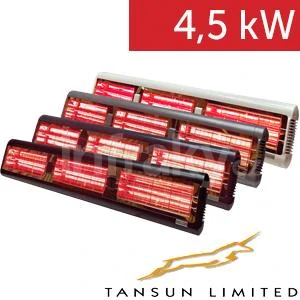 Infrazářič TANSUN Monaco Triple 4,5 kW – Ultra Low Glare třílampový quartzový infrazářič se zlatým reflektorem