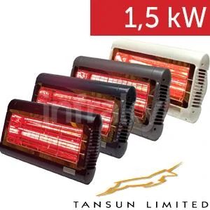 Infrazářič TANSUN Monaco Single 1,5 kW – Ultra Low Glare quartzový infrazářič se zlatým reflektorem