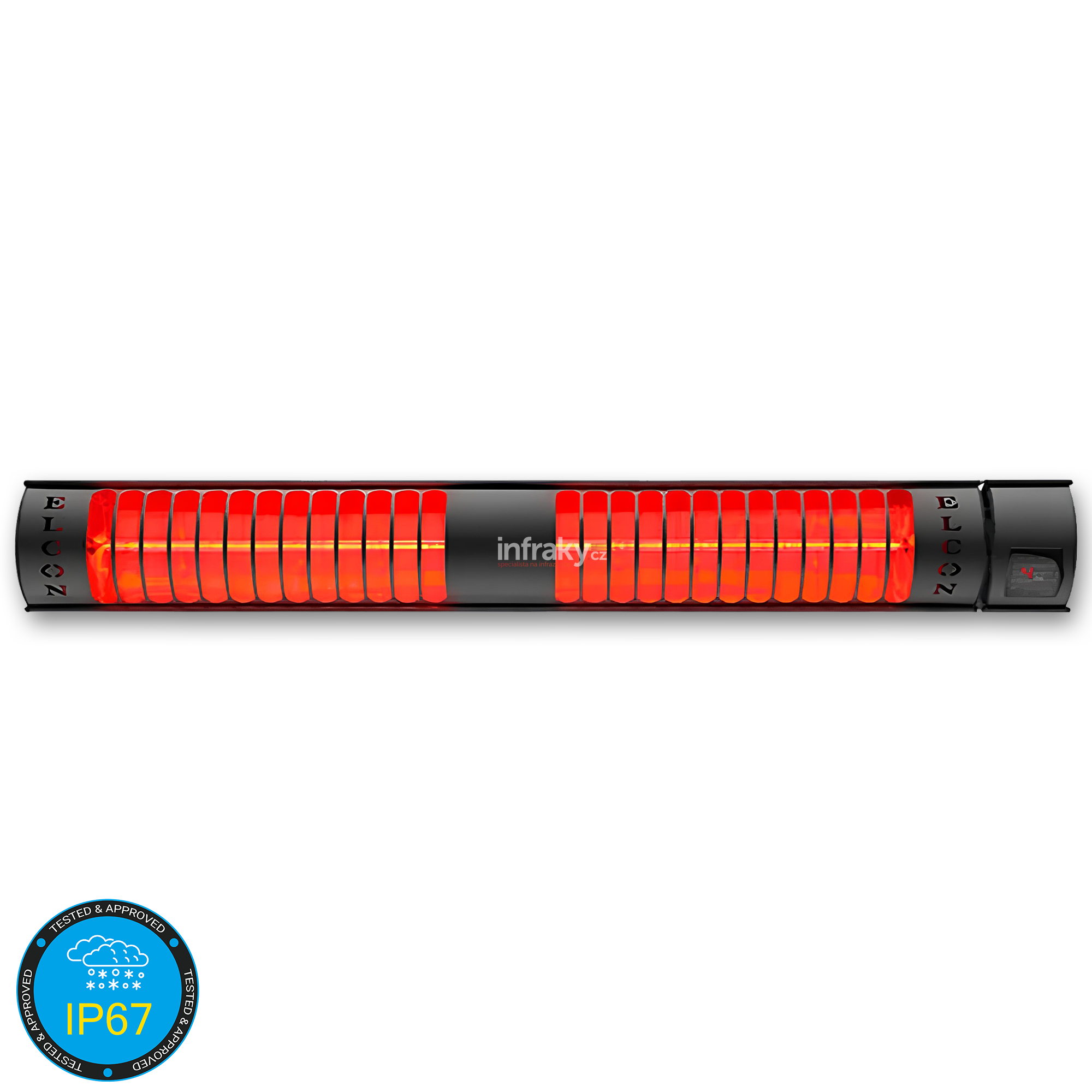 ELCON RCH-3000/8 – infrazářič s dálkovým ovládáním 3000W, IP67, nástěnná/stropní montáž