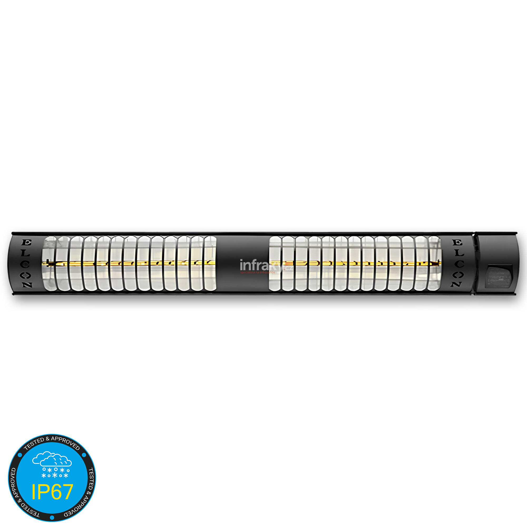 ELCON RCH-3000/8 – infrazářič s dálkovým ovládáním 3000W, IP67, nástěnná/stropní montáž