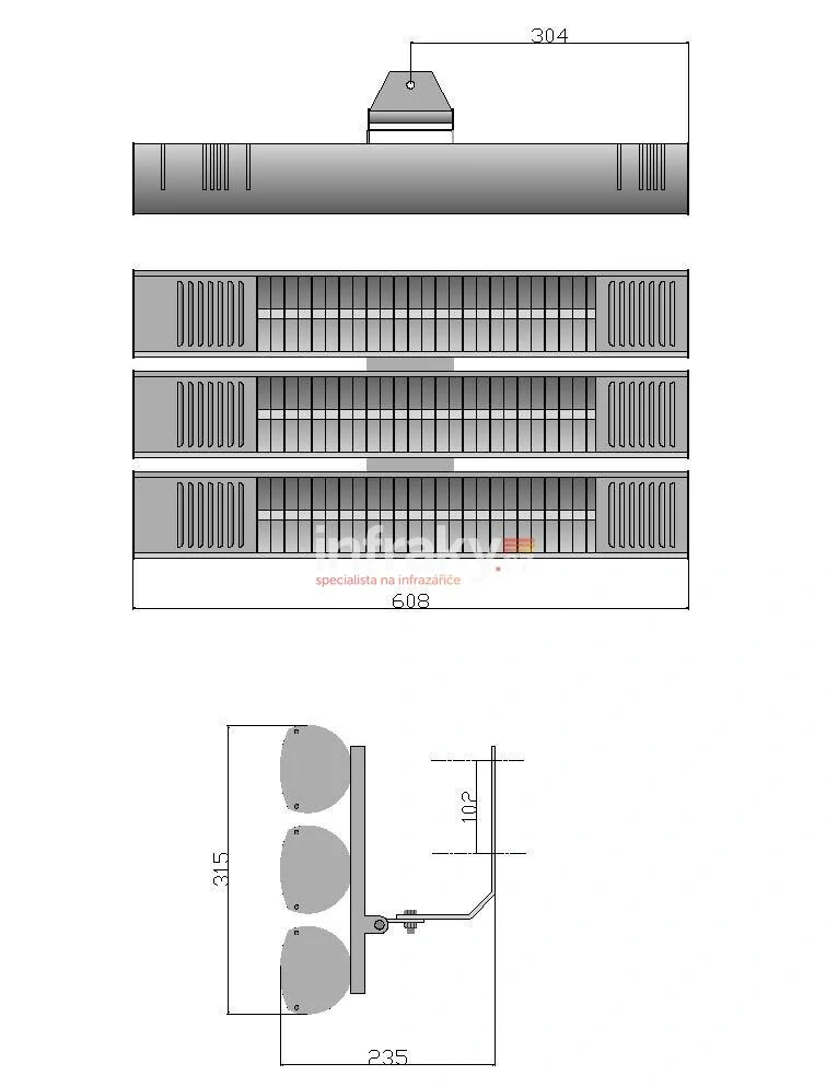 Infrazářič - Burda TERM 2000 MULTI IP 67, 6 kW, stříbrný, LOW GLARE
