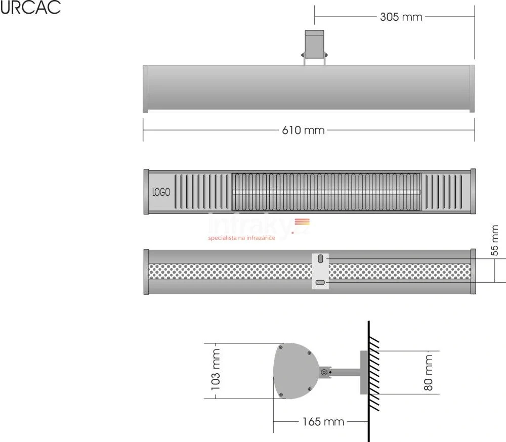 Infrazářič - Burda TERM 2000 Color IP 67, 2 kW,  antracit, ULTRA LOW GLARE