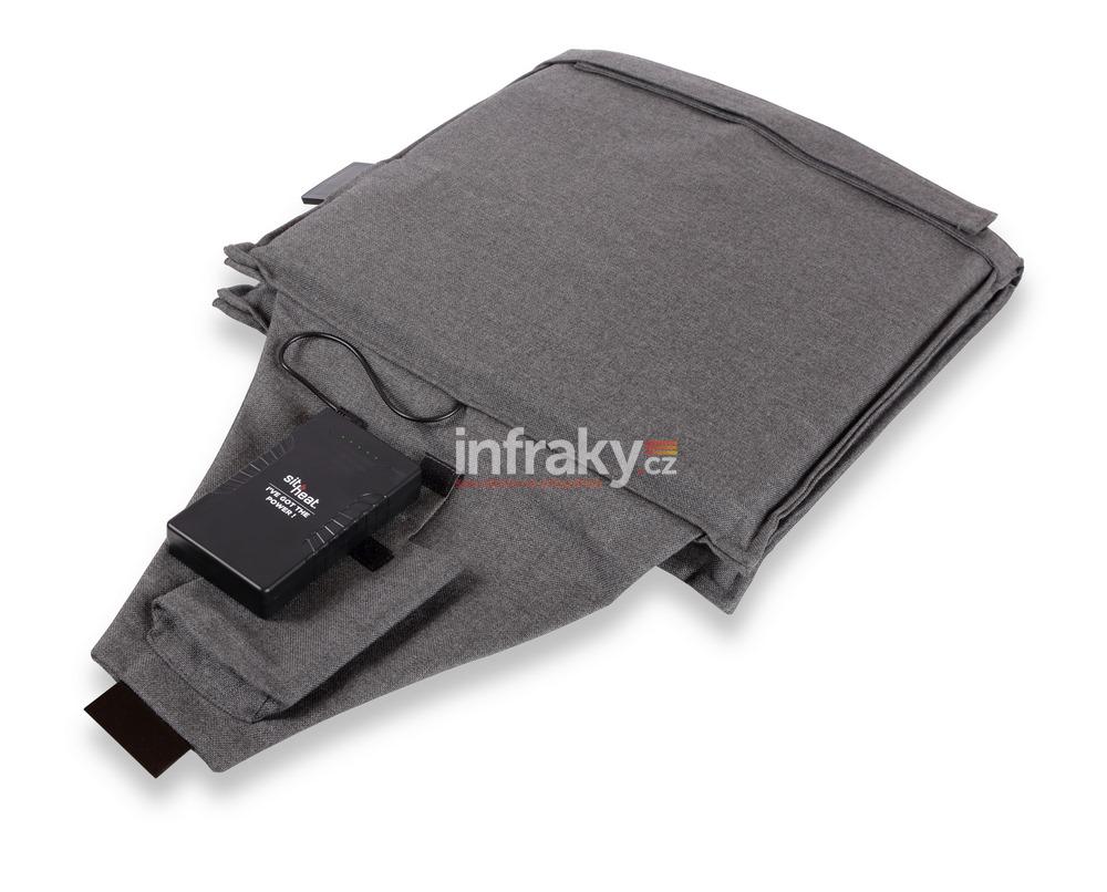 Vyhřívací bateriový dvojitý podsedák s opěrákem HEATME Nimma, 6 800 mAh - šedá barva