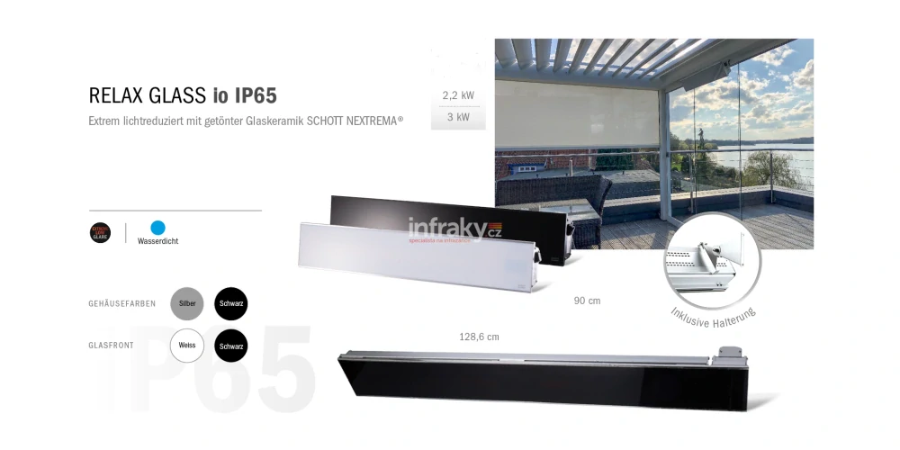 Infrazářič BURDA Relax Glass 3000 W černý kryt, černé sklo s DO/R