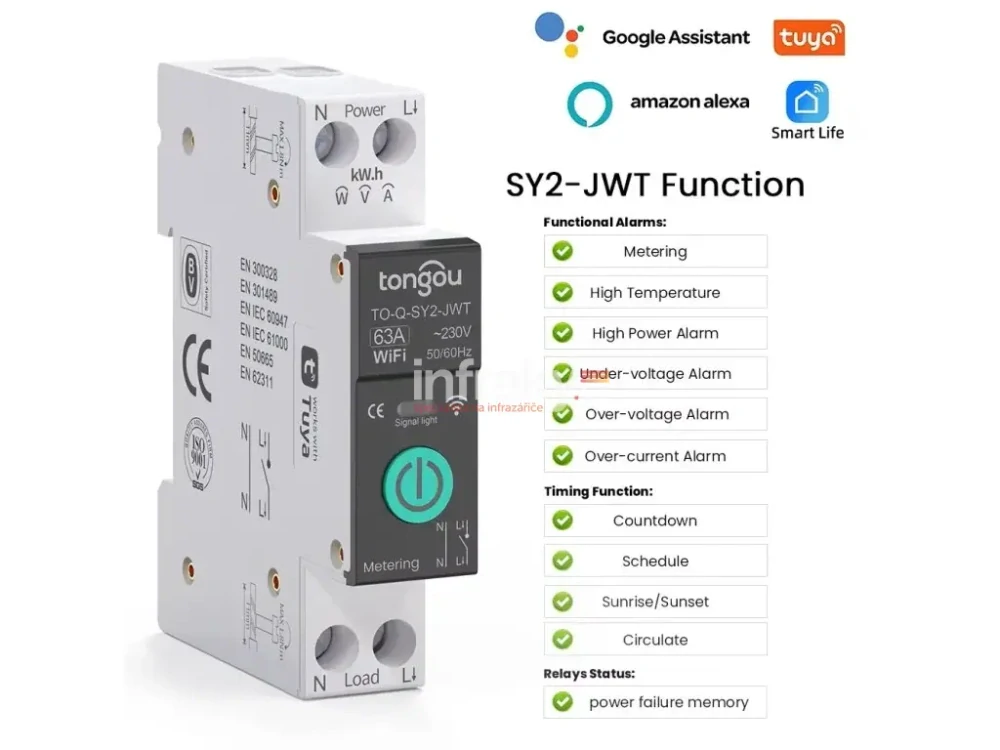 WiFi stykač Tuya Designo pro DIN lištu