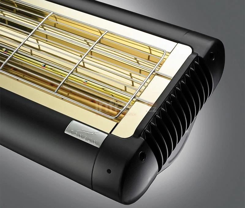 Infrazářič TANSUN Monaco Single 1,5 kW – Ultra Low Glare quartzový infrazářič se zlatým reflektorem