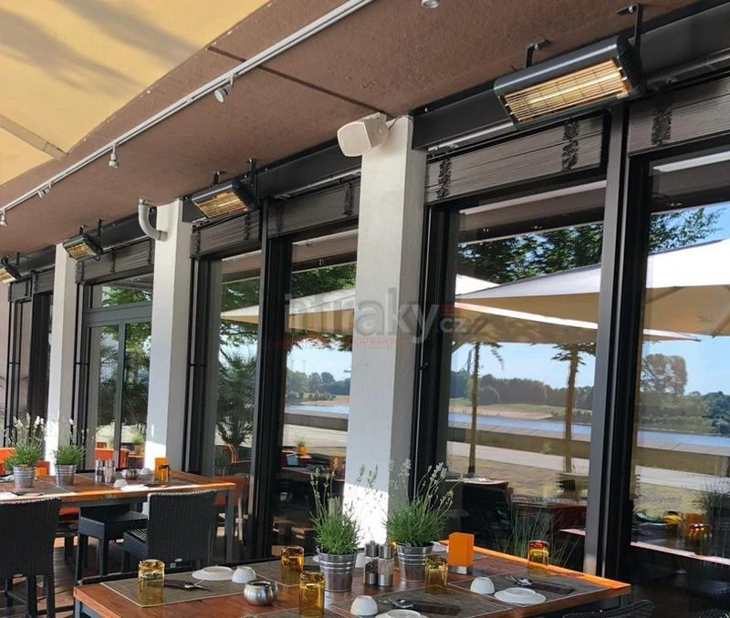  Infrazářič TANSUN Monaco XL Double 4,8 kW – Prodloužený ultra Low Glare dvoulampový quartzový infrazářič IP55 - bílý