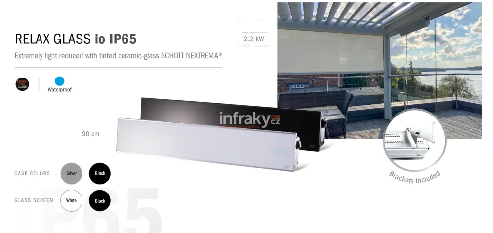 Infrazářič BURDA Relax Glass 3000 W MULTI černý kryt, černé sklo SOMFY