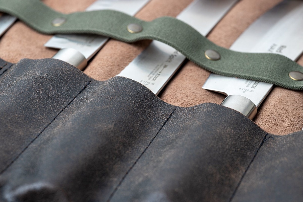 Kožené rolovací pouzdro na nože Feuermeister ANTIK hnědé