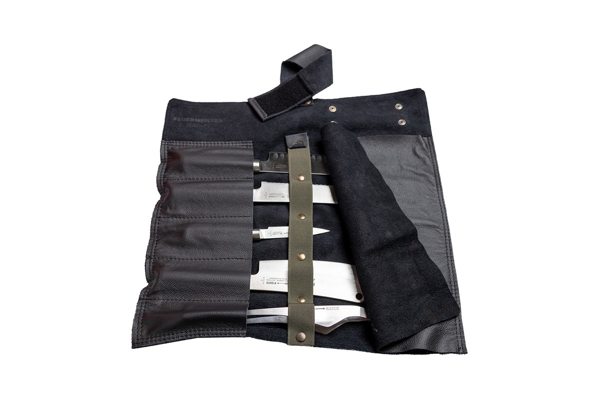 Kožené rolovací pouzdro na nože Feuermeister NAPPA černá