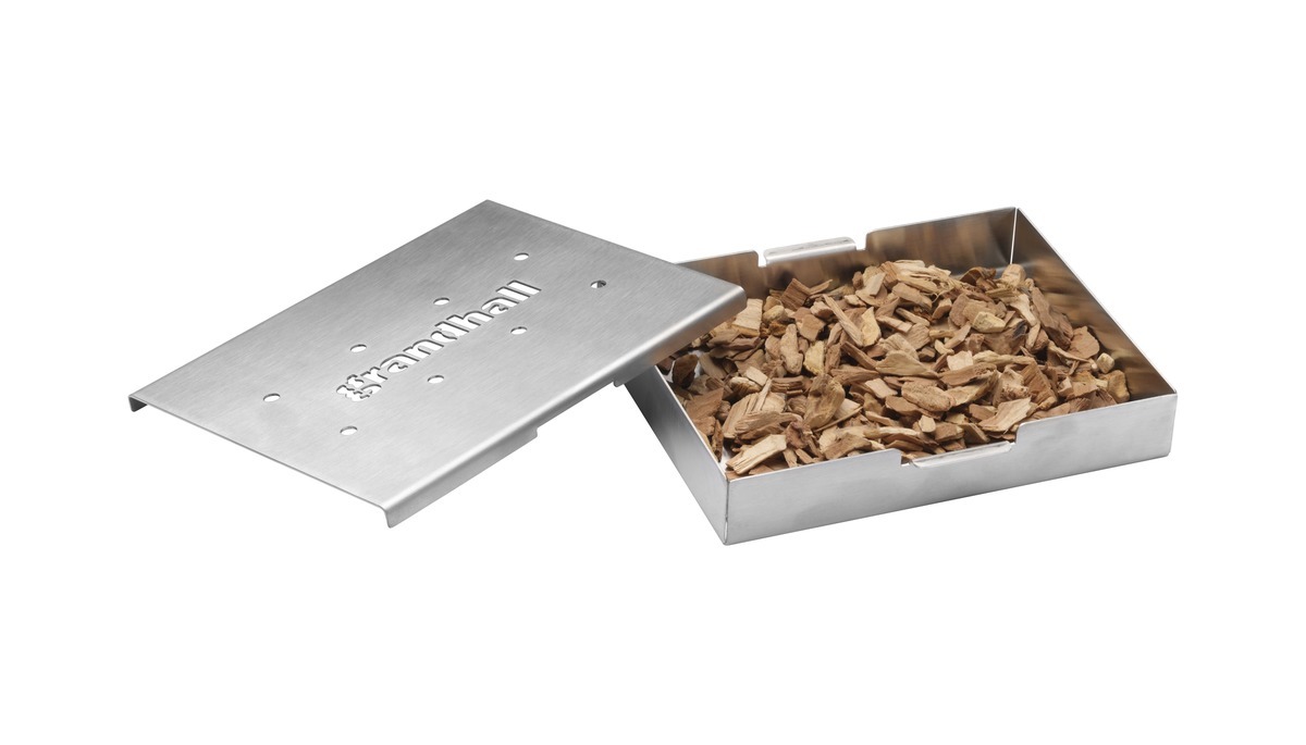 Udící box GrandHall 2023 - nádoba pro vkládání dřevěných udících lupínků pro plynový gril