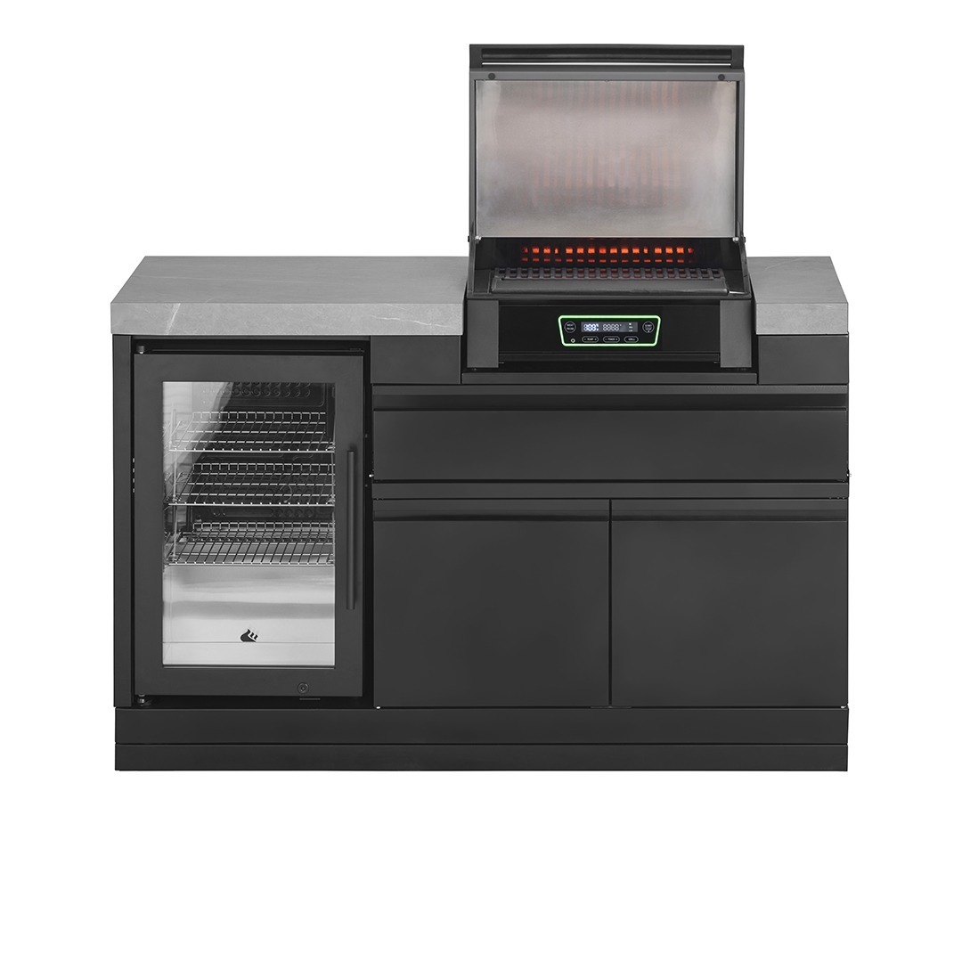 Kuchyňský modul Grandpro s elektrickým grilem, vinotékou a kamennou pracovní deskou