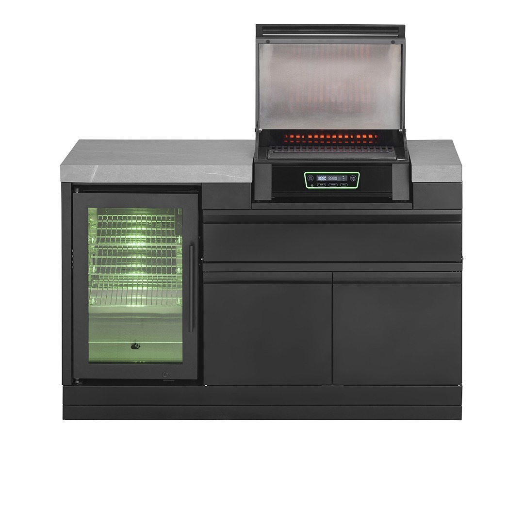 Kuchyňský modul Grandpro s elektrickým grilem, vinotékou a kamennou pracovní deskou