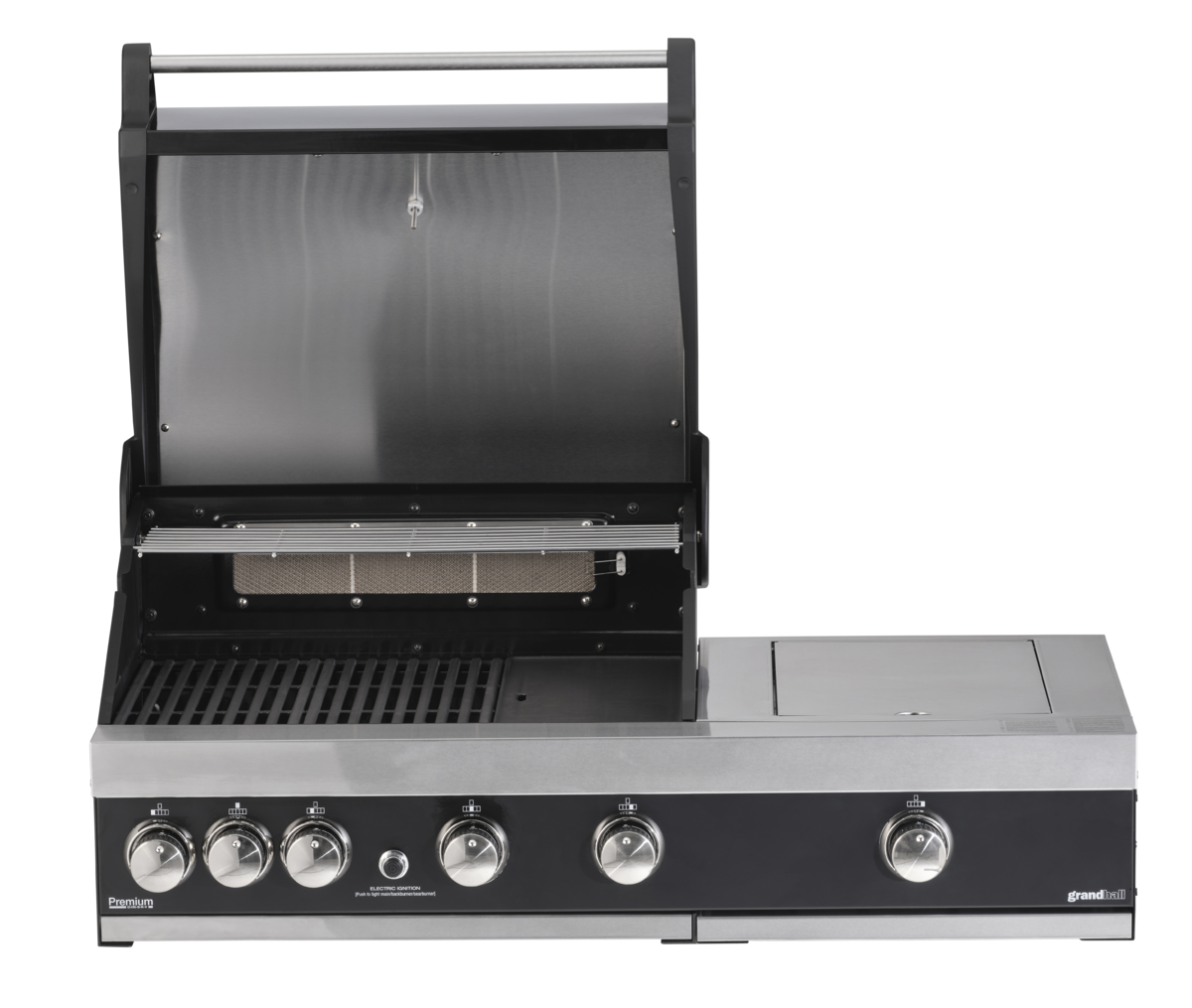 Vestavný plynový gril GrandHall PREMIUM G4 PLUS s bočním infračerveným hořákem