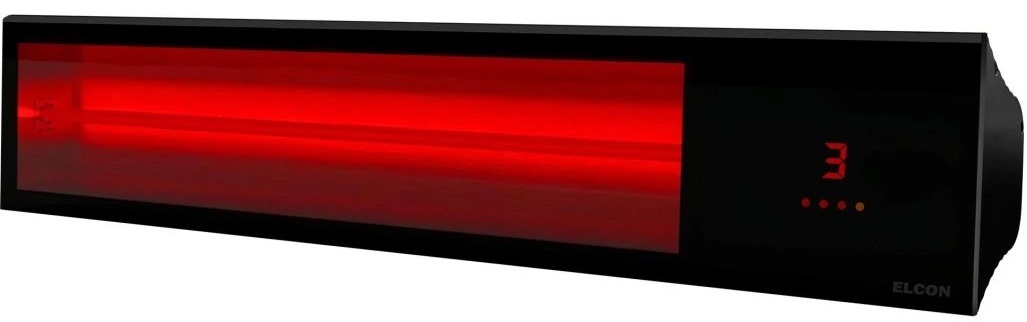Venkovní designový infračervený zářič ELCON GLASS IR-2000 s černým křemenným sklem – pohled zepřed