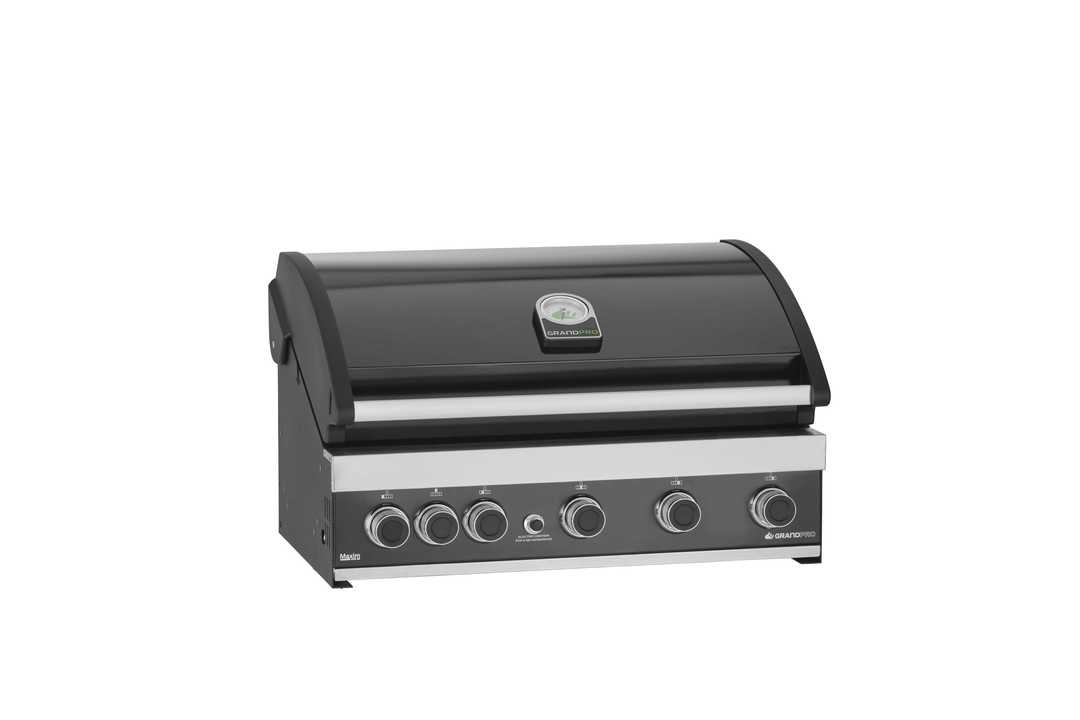 Vestavný plynový gril Grandpro Maxim G5 – celkový pohled na gril se zavřeným víkem a teploměrem