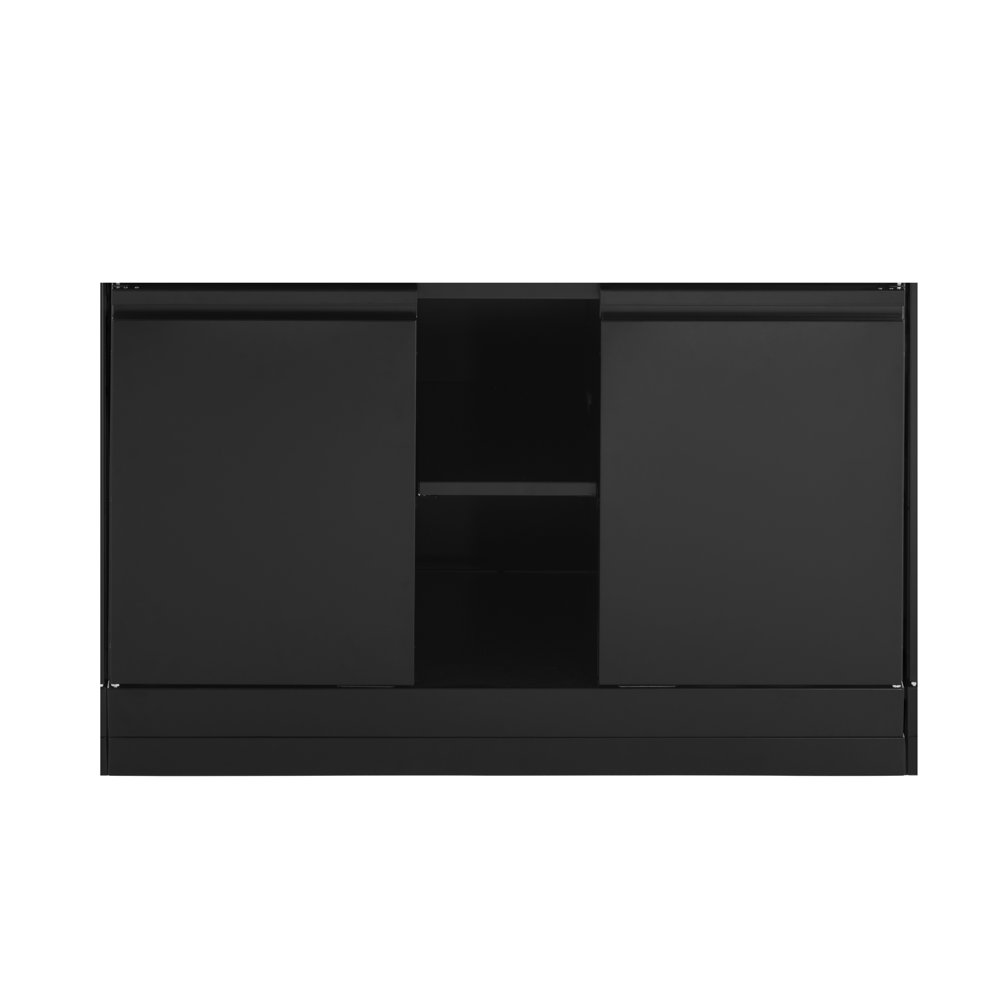 Skříňka pro vestavný gril GrandHall Premium PLUS – celkový pohled na modulovou spodní skříňku v černém provedení s kolečky