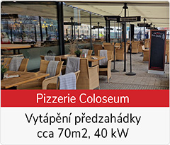 předzahrádka pizzerie Praha vytápění infrazářiči