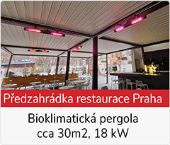 vytápění bioklimatické pergoly předzahrádky infrazářiči Tansun