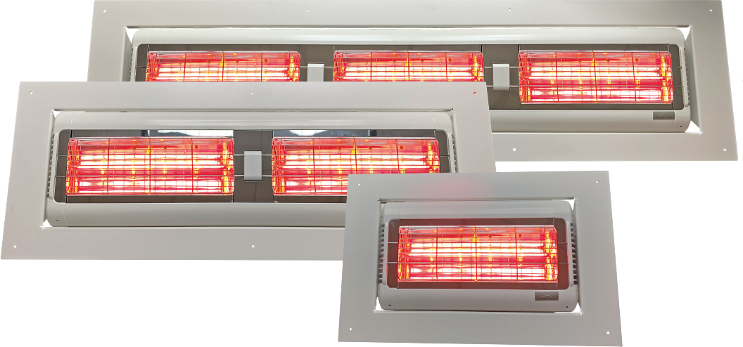 zápustný infrazářič, infrazářič do podhledu, Tansun Inbouw, Sorrento Inbouw, vestavný infrazářič, skrytý infrazářič pergola, Low Glare infrazářič, infrazářič do sádrokartonu