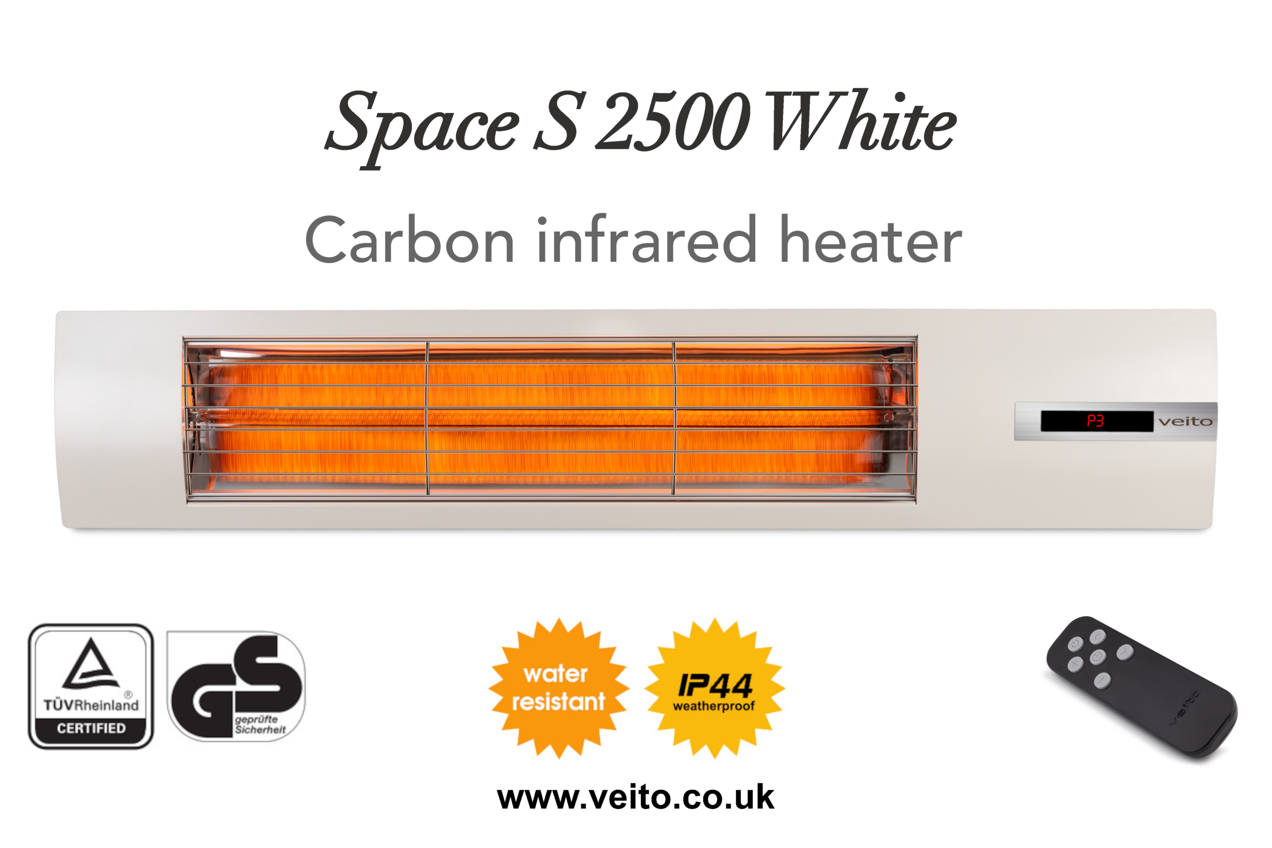 karbonový infrazářič veito space S bily 2500W