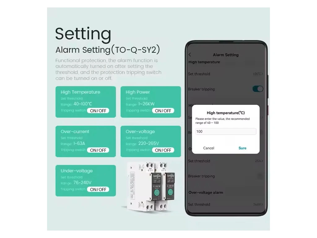 WiFi stykač Tuya Designo pro DIN lištu Chytrý WiFi stykač SYS2 na DIN lištu až 63A Smart Life Tuya