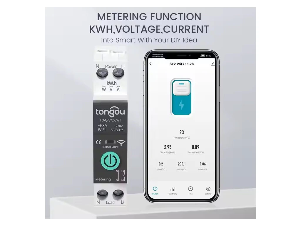 WiFi stykač Tuya Designo pro DIN lištu Chytrý WiFi stykač SYS2 na DIN lištu až 63A Smart Life Tuya