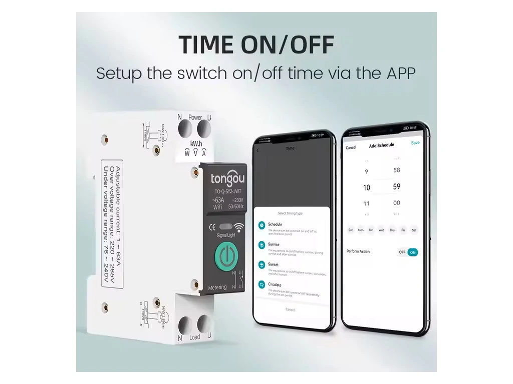 WiFi stykač Tuya Designo pro DIN lištu Chytrý WiFi stykač SYS2 na DIN lištu až 63A Smart Life Tuya