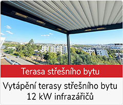 Reference: Vytápění terasy bytového domu v Brně – bioklimatická pergola s infrazářiči Tansun Bahama 3 kW