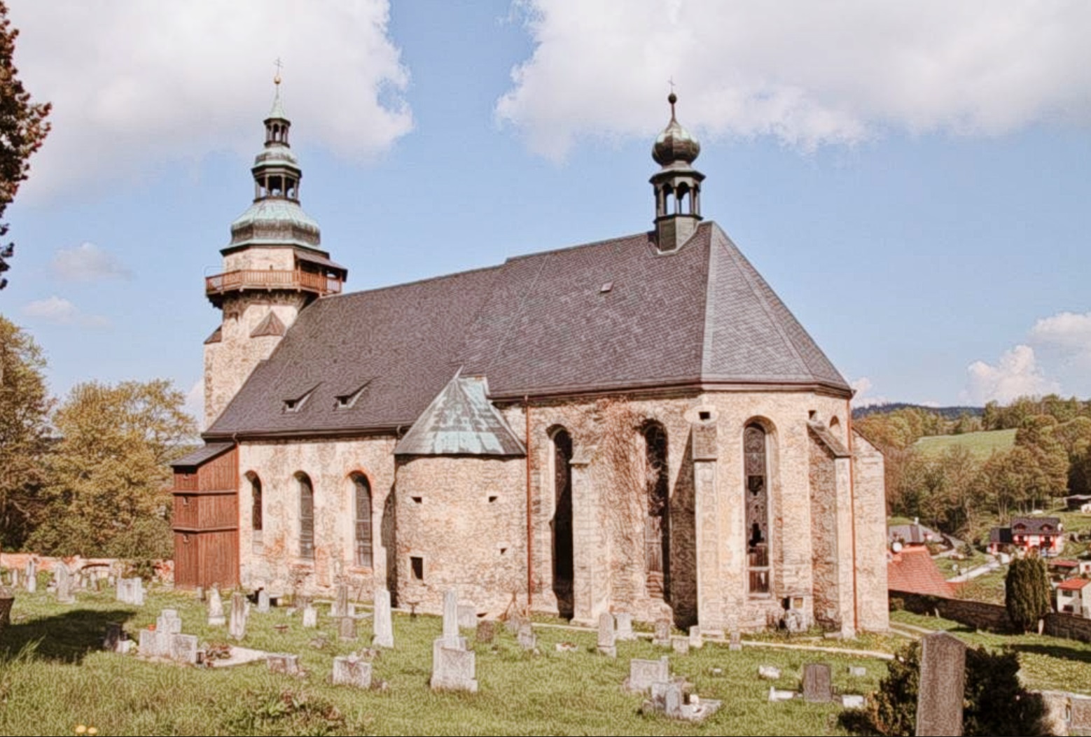 infrazářiče Tansun v kostele Horní Slavkov