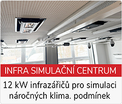 Simulační tréninková místnost pro záchranné složky s průmyslovými infrazářiči Tansun Apollo Recess zapuštěnými ve stropě pro intenzivní ohřev lidí a prostoru
